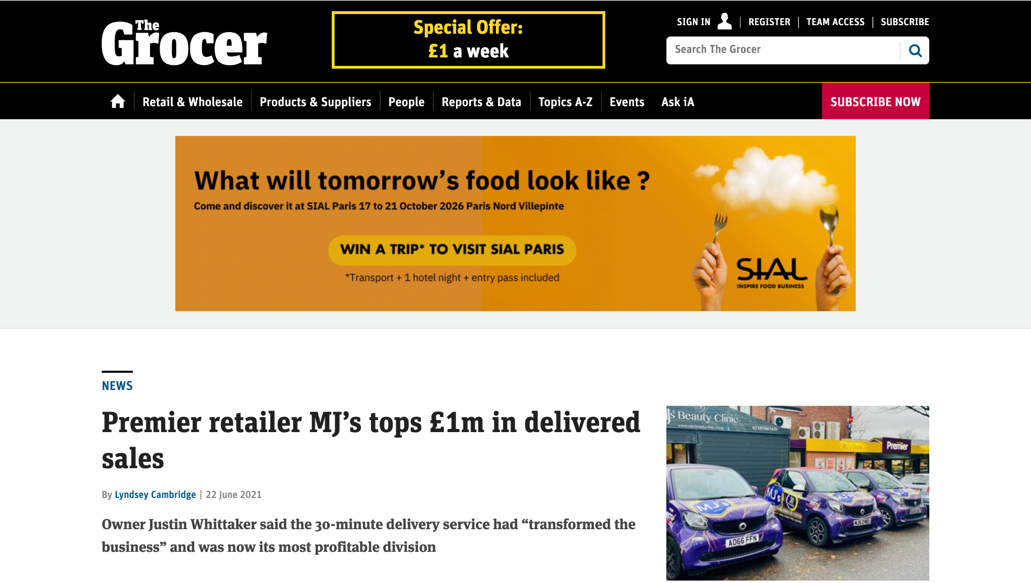 MJ's Premier delivery sales results